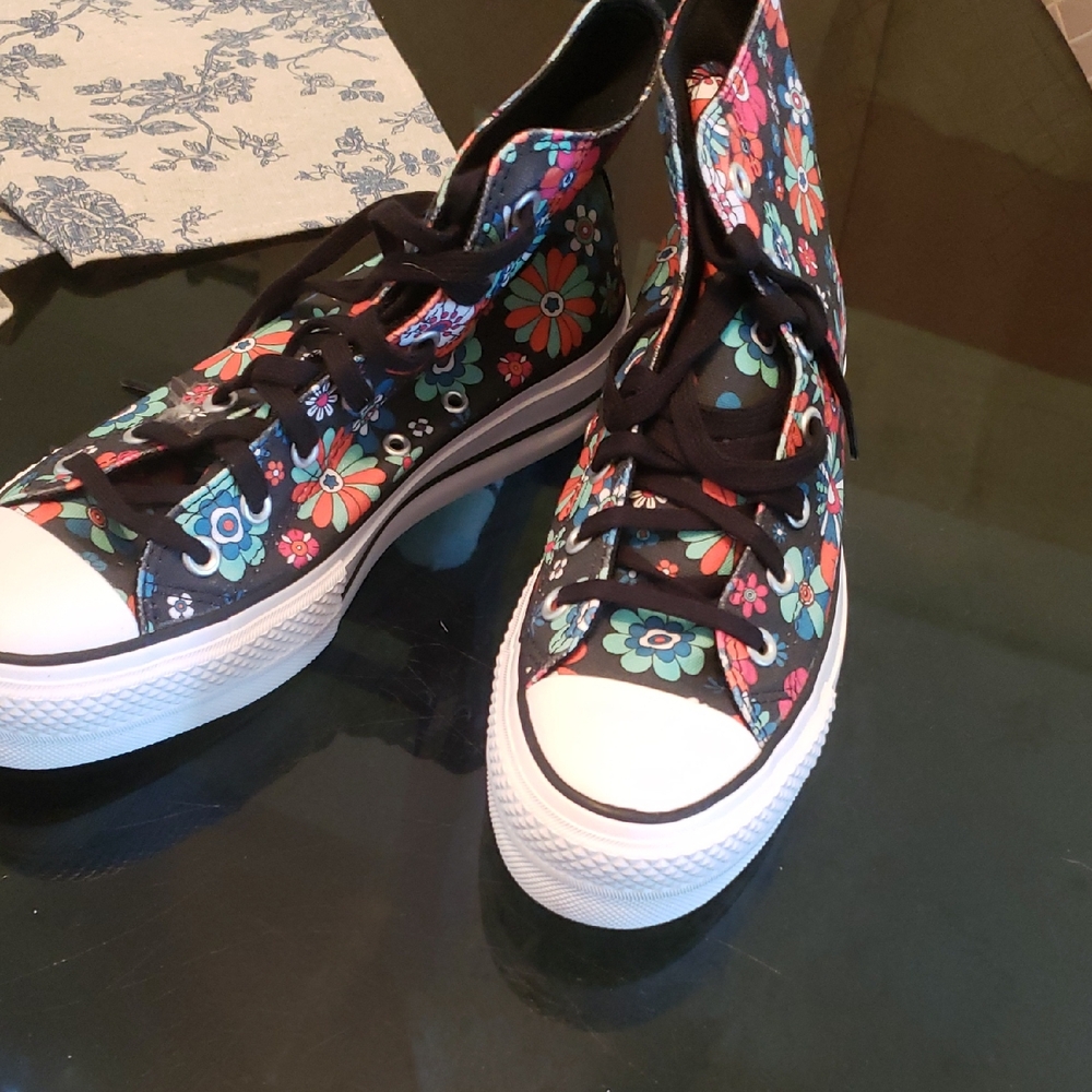 Floral Canvas High-Top Sneakers